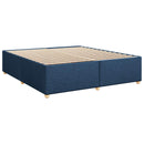 Boxmadras med topmadras med hovedgærde Blå 200 x 200 cm Stof