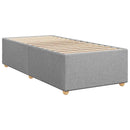 Box Spring Seng med Madras og LED Lysegrå 90 x 190 cm Stof
