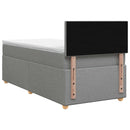 Box Spring Seng med Madras og LED Lysegrå 90 x 190 cm Stof