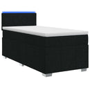 Boxmadras med topmadras med hovedgærde Sort 80 x 200 cm Stof