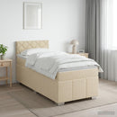 Boxmadras med topmadras Cremefarvet 90 x 200 cm Stof