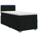Boxmadras med topmadras med hovedgærde Sort 90 x 190 cm Stof