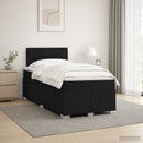 Boxmadras med topmadras med hovedgærde Sort 120 x 190 cm Stof