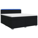 Boxmadras med topmadras med hovedgærde Sort 140 x 190 cm Stof