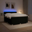 Boxmadras med topmadras med hovedgærde Sort 160 x 200 cm Stof