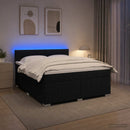 Boxmadras med topmadras med hovedgærde Sort 140 x 190 cm Stof