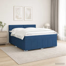 Boxmadras med topmadras med hovedgærde Blå 140 x 190 cm Stof