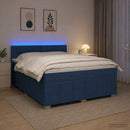 Boxmadras med topmadras med hovedgærde Blå 140 x 190 cm Stof