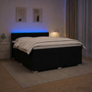 Boxmadras med topmadras med hovedgærde Sort 140 x 190 cm Stof