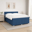 Boxmadras med topmadras med hovedgærde Blå 140 x 190 cm Stof