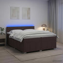 Boxmadras med topmadras Mørk Brun 200 x 200 cm Stof