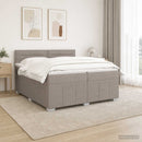 Boxmadras med topmadras Gråbrun 200 x 200 cm Stof