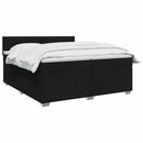 Boxmadras med topmadras med hovedgærde Sort 200 x 200 cm Stof