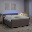 Boxmadras med topmadras Gråbrun 200 x 200 cm Stof