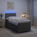 Box Spring Seng med Madras og LED Mørkegrå 90 x 190 cm Stof