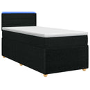 Boxmadras med topmadras med hovedgærde Sort 90 x 200 cm Stof
