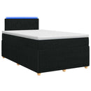 Boxmadras med topmadras med hovedgærde Sort 120 x 190 cm Stof