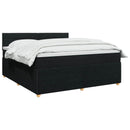Boxmadras med topmadras med hovedgærde Sort 140 x 190 cm Stof