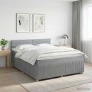 Boxmadras med topmadras Lysegrå 160 x 200 cm Stof