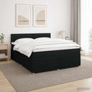 Boxmadras med topmadras med hovedgærde Sort 140 x 190 cm Stof