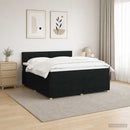 Boxmadras med topmadras med hovedgærde Sort 140 x 200 cm Stof