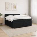 Boxmadras med topmadras med hovedgærde Sort 160 x 200 cm Stof