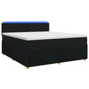 Boxmadras med topmadras med hovedgærde Sort 180 x 200 cm Stof