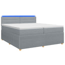Boxmadras med topmadras Lysegrå 200 x 200 cm Stof