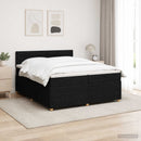 Boxmadras med topmadras med hovedgærde Sort 200 x 200 cm Stof
