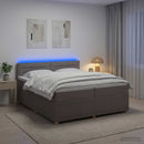 Boxmadras med topmadras Gråbrun 200 x 200 cm Stof