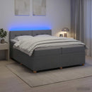 Boxmadras med topmadras Lysegrå 200 x 200 cm Stof