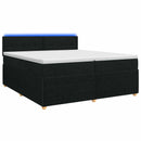 Boxmadras med topmadras med hovedgærde Sort 200 x 200 cm Stof