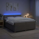 Boxmadras med topmadras Gråbrun 200 x 200 cm Stof