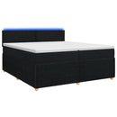 Boxmadras med topmadras med hovedgærde Sort 200 x 200 cm Stof