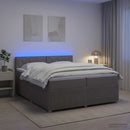 Boxmadras med topmadras Gråbrun 200 x 200 cm Stof