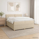 Boxmadras med topmadras Cremefarvet 200 x 200 cm Stof