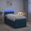 Boxmadras med topmadras med hovedgærde Blå 90 x 190 cm Fløjl