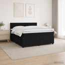 Boxmadras med topmadras med hovedgærde Sort 140 x 190 cm Fløjl