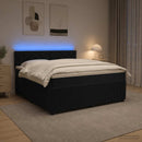 Boxmadras med topmadras med hovedgærde Sort 140 x 190 cm Fløjl