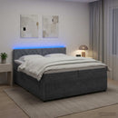 Boxmadras med topmadras Mørkegrå 200 x 200 cm Fløjl