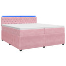 Boxmadras med topmadras Lyserød 200 x 200 cm Fløjl
