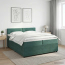 Boxmadras med topmadras Mørkegrøn 200 x 200 cm Fløjl