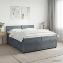 Boxmadras med topmadras Mørkegrå 200 x 200 cm Fløjl