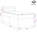 Box Spring Seng med Madras og LED Mørkegrå 90 x 190 cm Stof