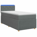 Box Spring Seng med Madras og LED Mørkegrå 90 x 190 cm Stof