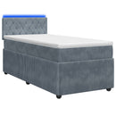 Box Spring Seng med Madras og LED Mørkegrå 90 x 190 cm Fløjl