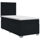 Boxmadras med topmadras med hovedgærde Sort 90 x 190 cm Stof