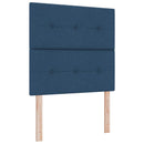 Boxmadras med topmadras med hovedgærde Blå 90 x 200 cm Stof