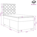 Boxmadras med topmadras med hovedgærde Gråbrun 90 x 200 cm Stof
