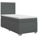 Boxmadras med topmadras Mørkegrå 100 x 200 cm Stof